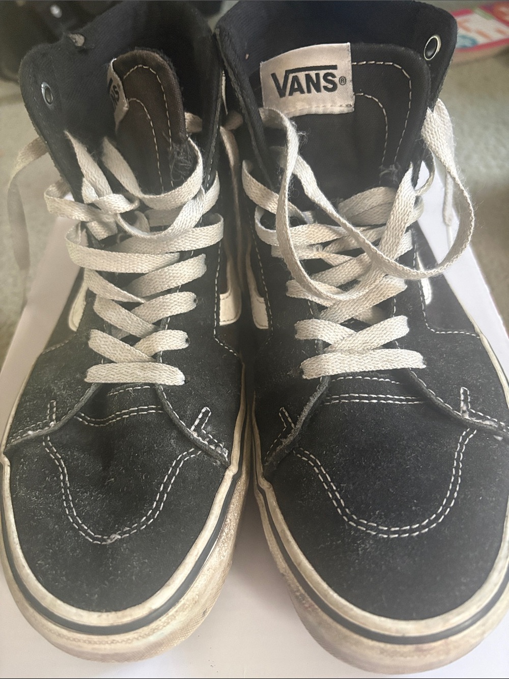 Vans Black Suede High-Top Sneakers with White Laces